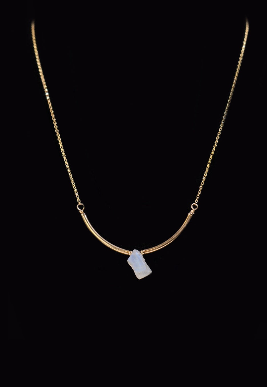 Valkyrie Necklace Moonstone 14k GF 18" by Saressa Designs