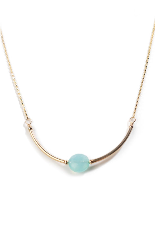 Luna Necklace Chalcedony 14k GF 18" by Saressa Designs