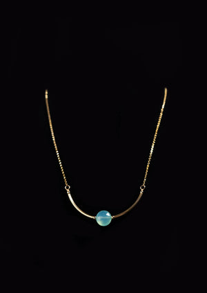 Luna Necklace Chalcedony 14k GF 18" by Saressa Designs
