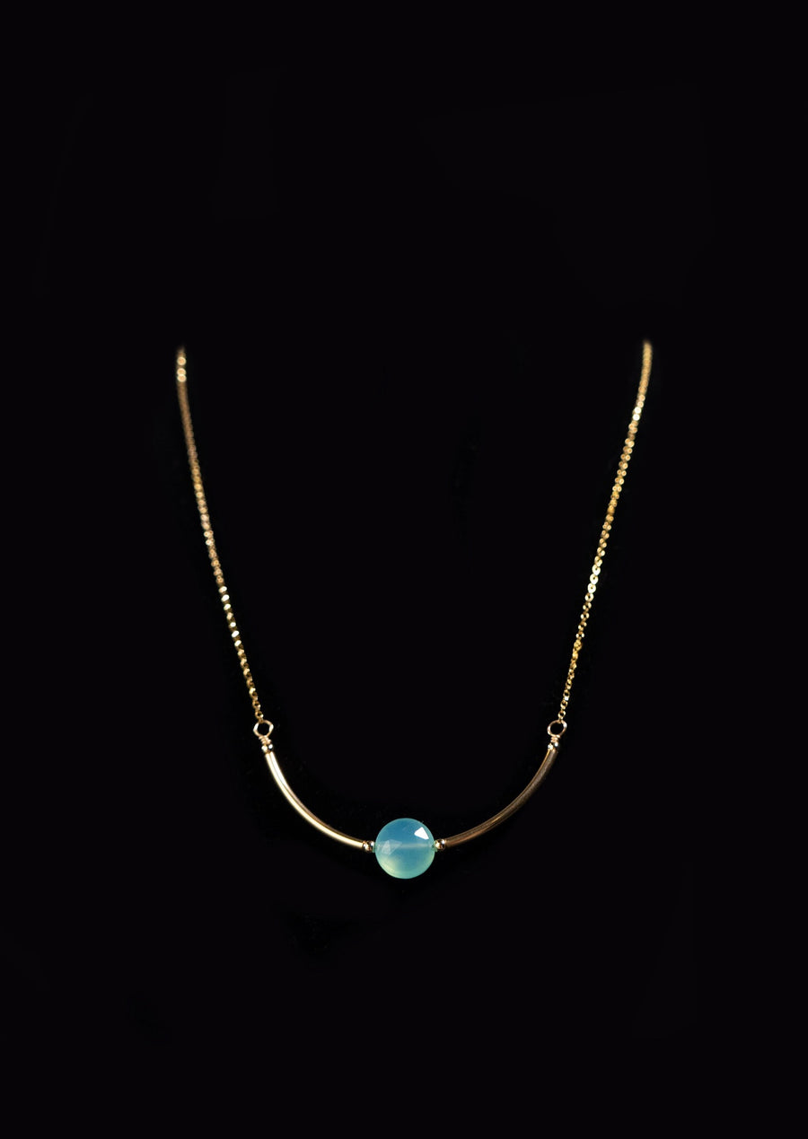 Luna Necklace Chalcedony 14k GF 18" by Saressa Designs