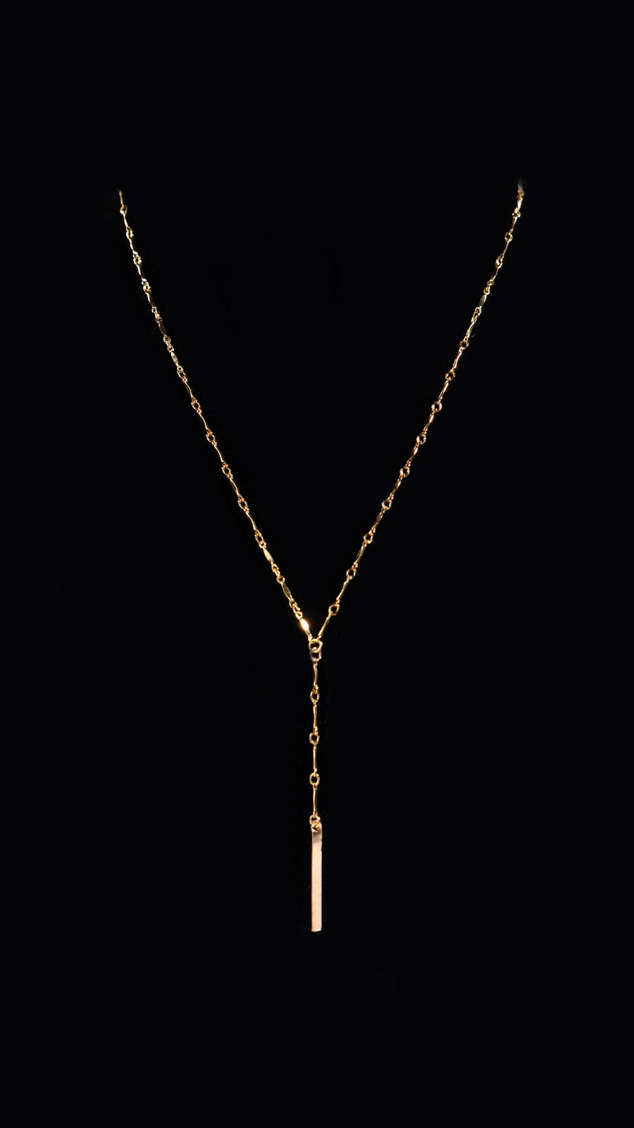 Scalloped Bar Lariat Necklace 14k GF 22" by Saressa Designs