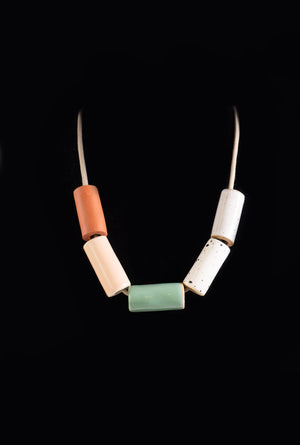 Blush/ Seafoam Ceramic Bead Necklace by Pursuits Studio
