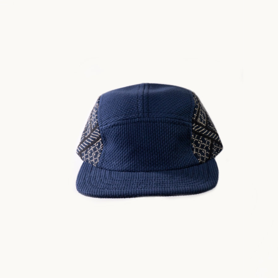 Sashi-Ori X Indigo and Black Sashiko Hishi 5-Panel Cap by Kiriko