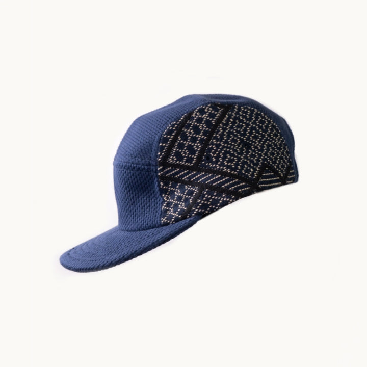 Sashi-Ori X Indigo and Black Sashiko Hishi 5-Panel Cap by Kiriko