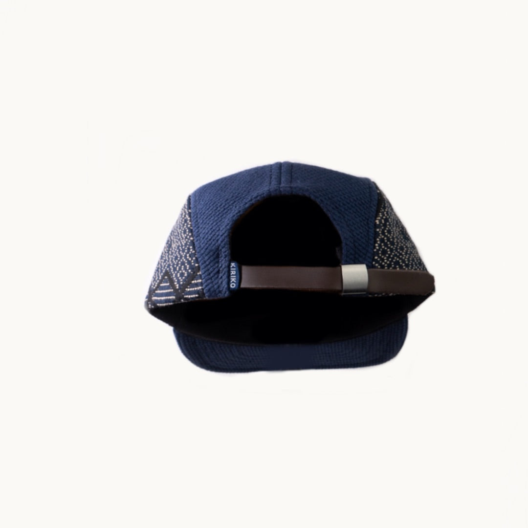 Sashi-Ori X Indigo and Black Sashiko Hishi 5-Panel Cap by Kiriko