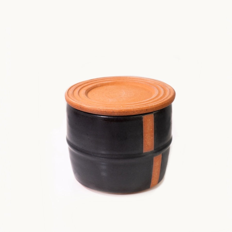 Black w/Red Clay French Butter Crock by Terra Noir