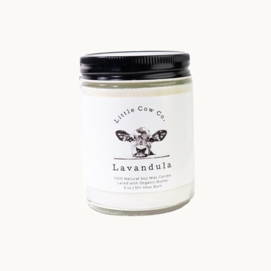 Lavendula 9oz Glass Jar Candle by Little Cow Co.