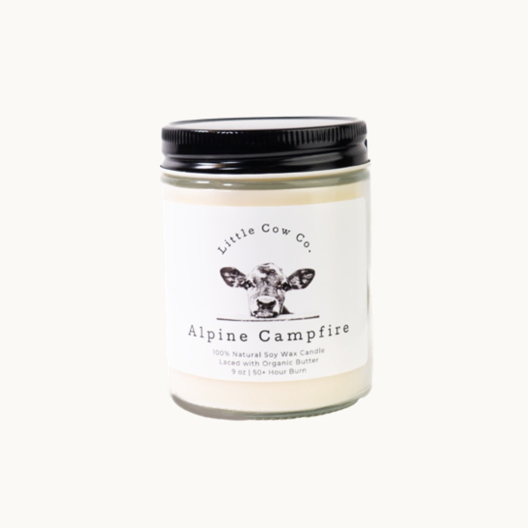 Alpine Campfire 9oz Glass Jar Candle by Little Cow Co.