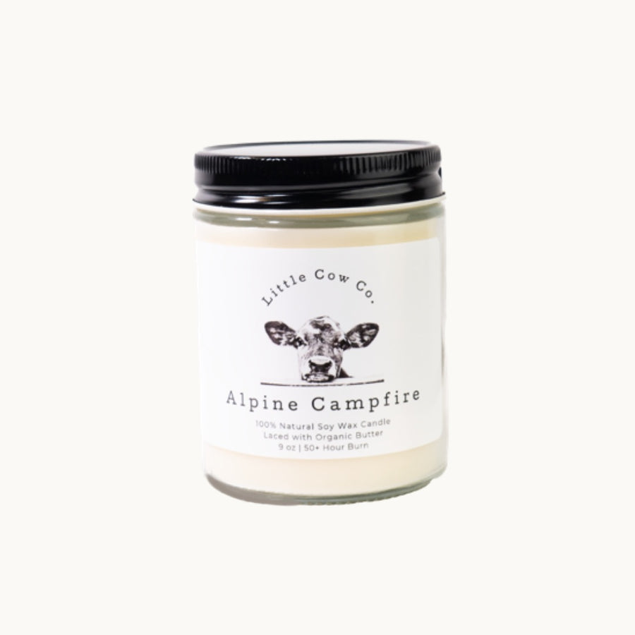 Alpine Campfire 9oz Glass Jar Candle by Little Cow Co.