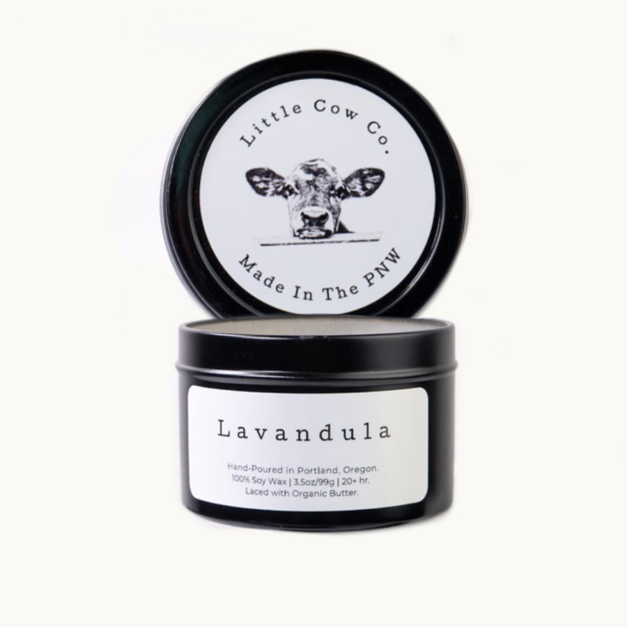 Lavendula 3.5oz Travel Tin Candle by Little Cow Co.