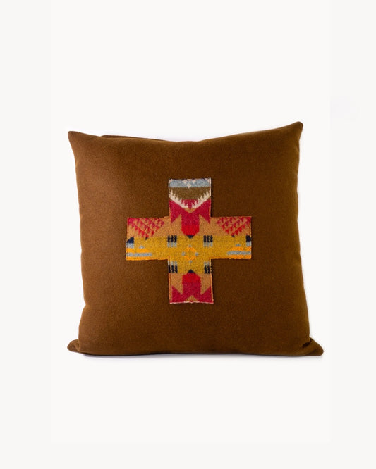 Coffee & Multi Geo Swiss Cross Wool Pillow by Samy Bee's Bags