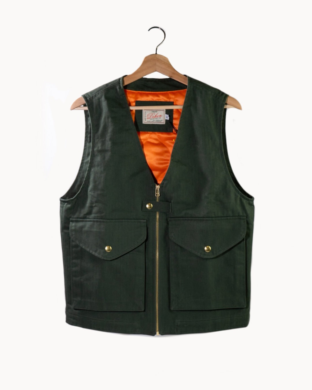 Cargo Vest - Spruce Dry Wax Cotton by Dehen 1920