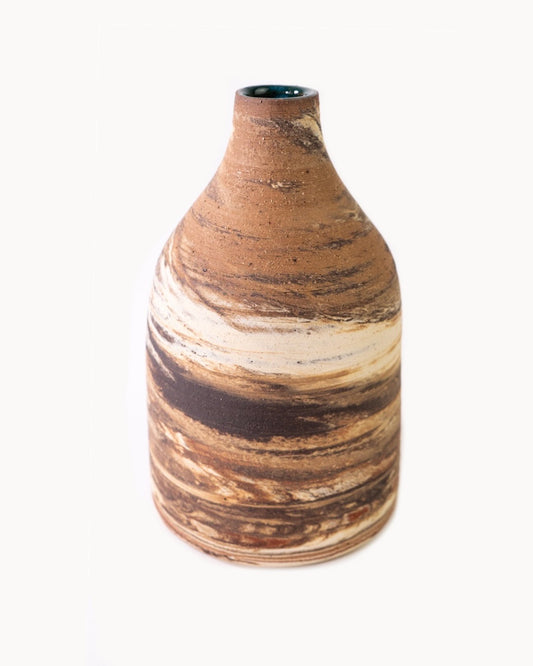 Marbled Bud Vase w/ Raw Clay Exterior by Terra Noir