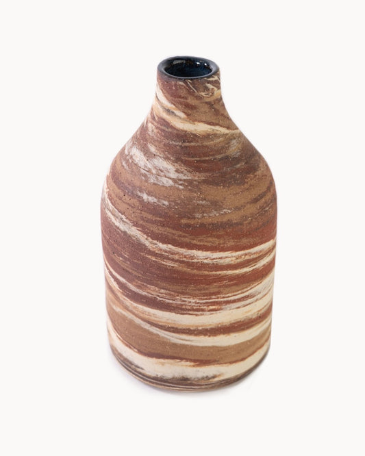 Marbled Bud Vase w/ Raw Clay Exterior by Terra Noir