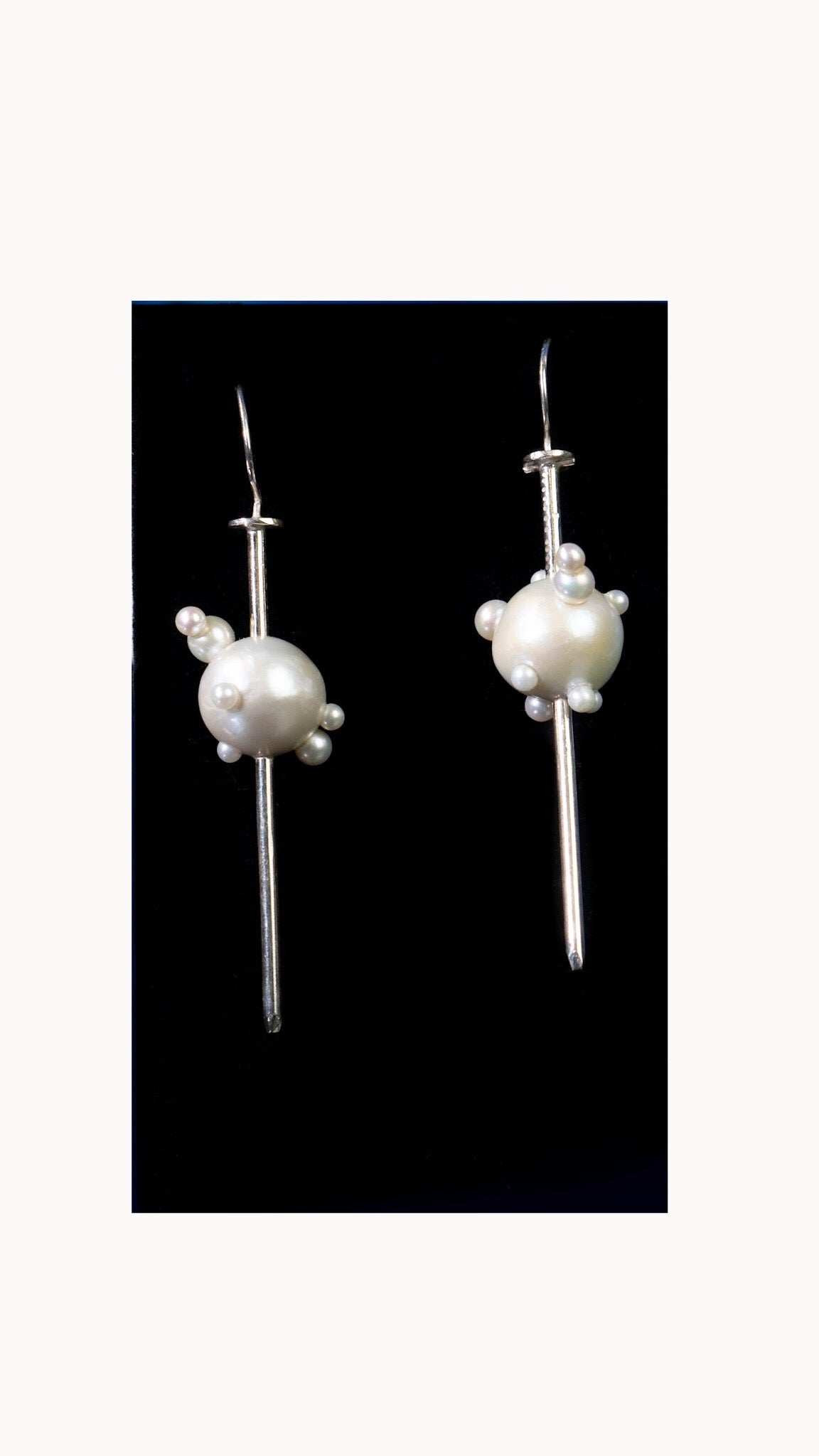 Pearls on SS Nails Earrings by Betsy Lehndorff