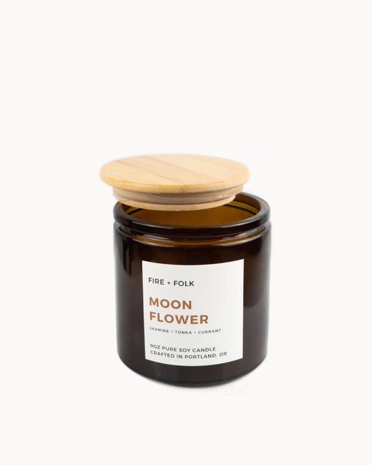 Moon Flower 9oz Wood Wick Soy Candle by FIRE + FOLK