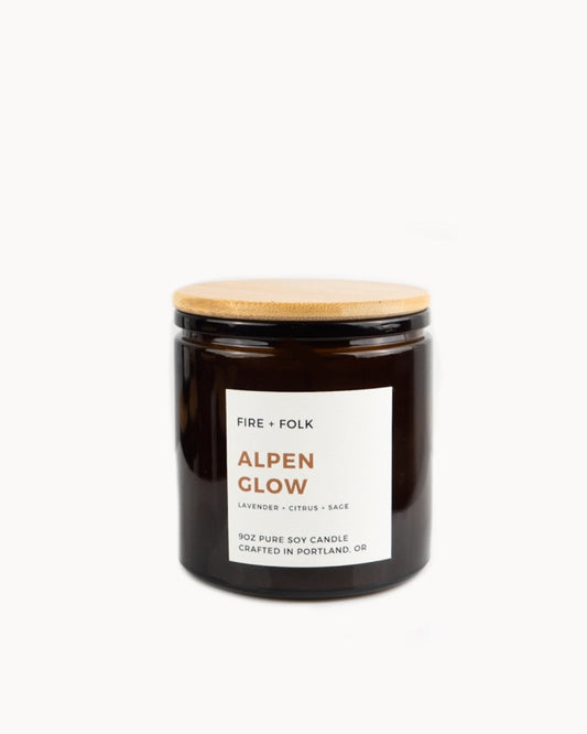 Alpenglow  9oz Wood Wick Soy Candle by FIRE + FOLK