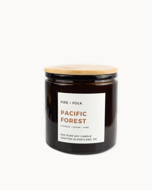 Pacific Forest 9oz Wood Wick Soy Candle by FIRE + FOLK