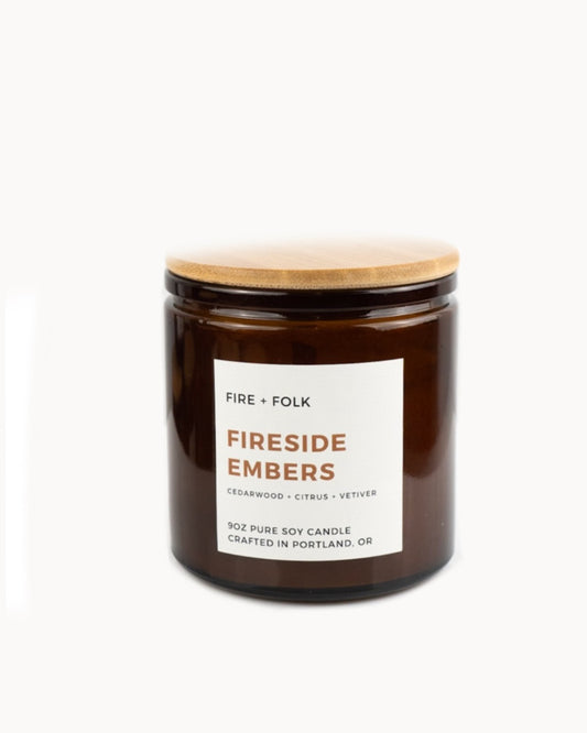 Fireside Embers 9oz Wood Wick Soy Candle by FIRE + FOLK