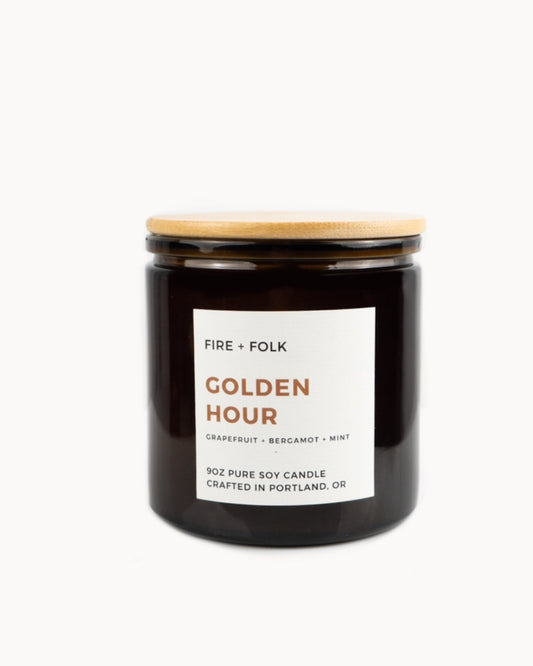 Golden Hour 9oz Wood Wick Soy Candle by FIRE + FOLK