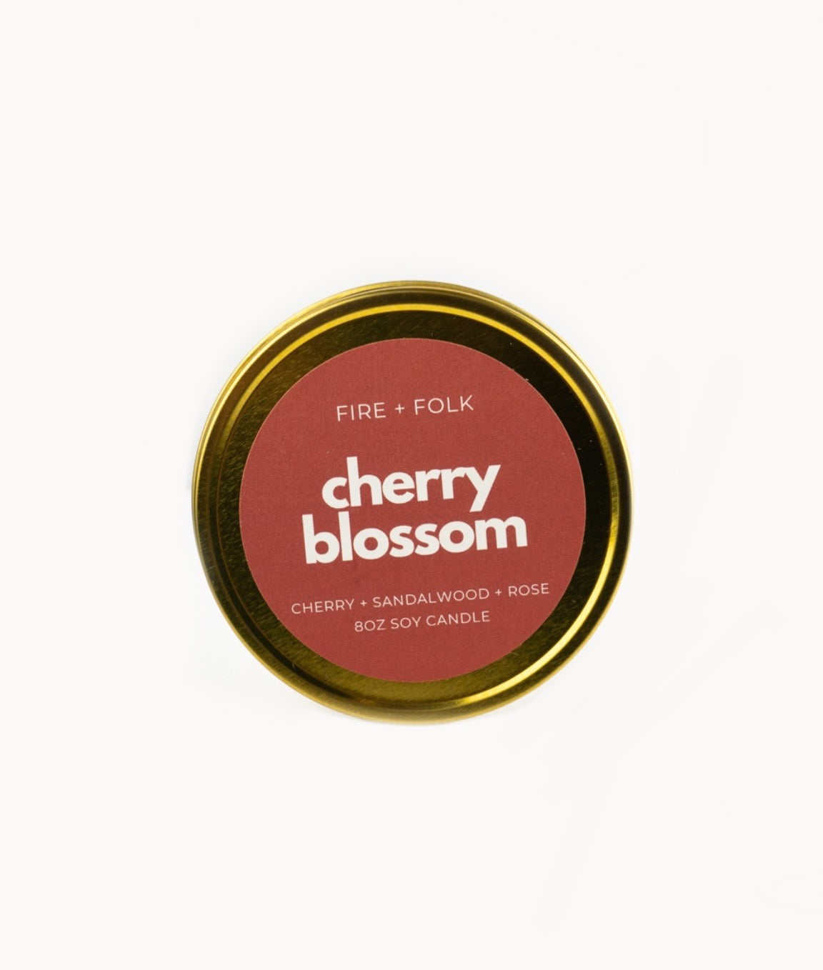 Cherry Blossom 8oz Soy Candle Tin w/Wood Wick by Fire + Folk