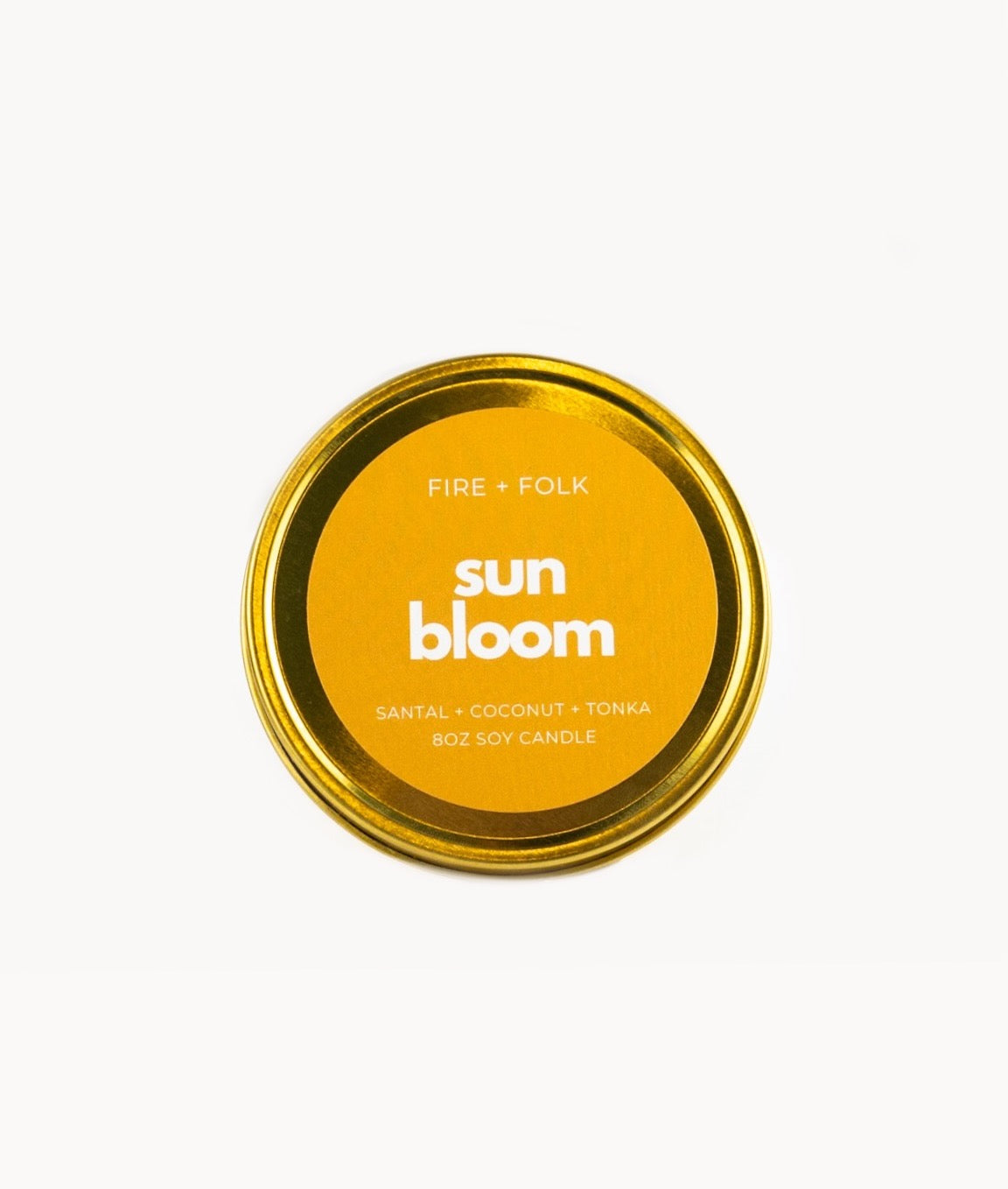 Sun Bloom 8oz Soy Candle Tin w/Wood Wick by Fire + Folk