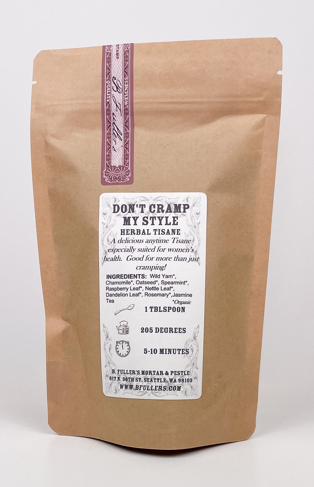Don't Cramp My Style Tisane 3oz. Loose Leaf Bag by B. Fuller's Mortar & Pestle