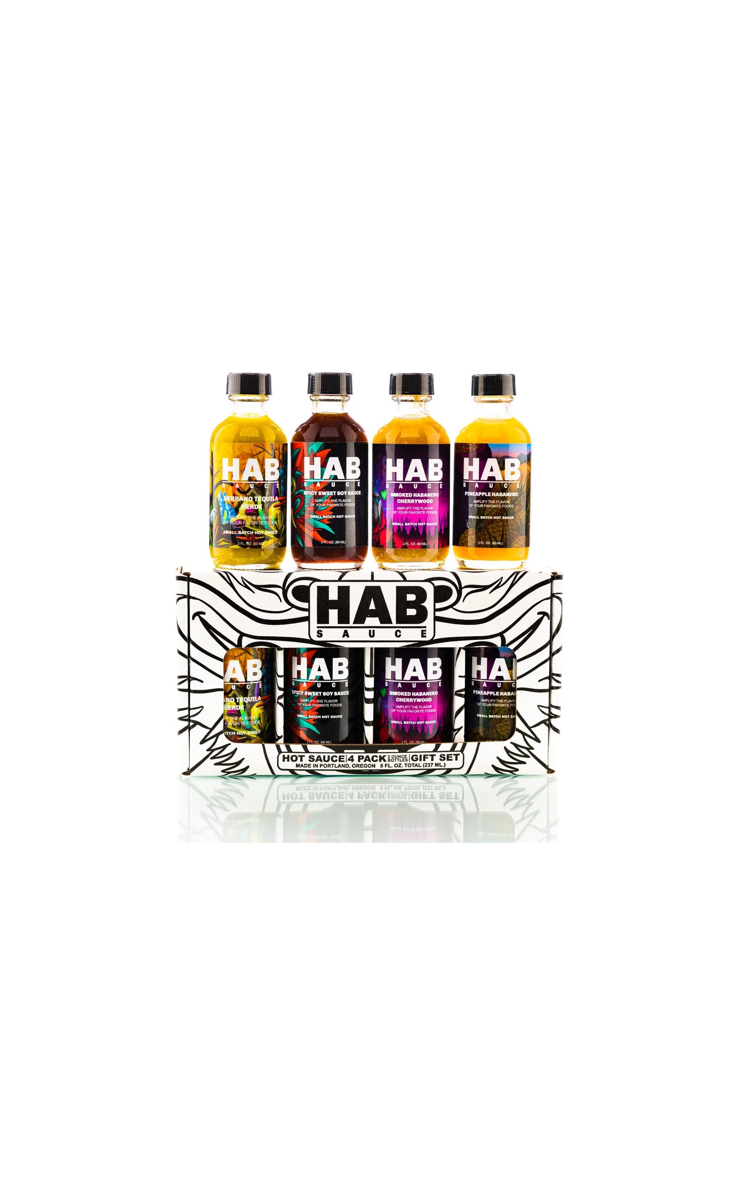 2oz Mixed 4-pack Box by HAB Sauce