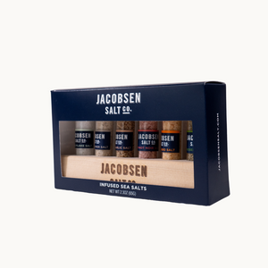 Wooden Box 6 Vial Salt Set by Jacobsen's Salt Co.