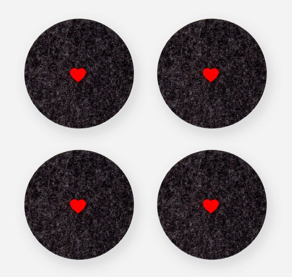 Sweetheart Coaster 4-Pack Charcoal & Bright Red by Lion Looms