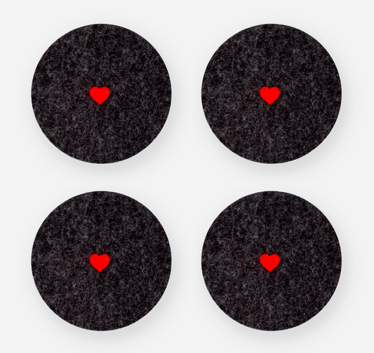 Sweetheart Coaster 4-Pack Charcoal & Bright Red by Lion Looms
