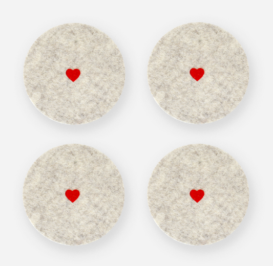 Sweetheart Coaster 4-Pack Heather White & Bright Red by Lion Looms