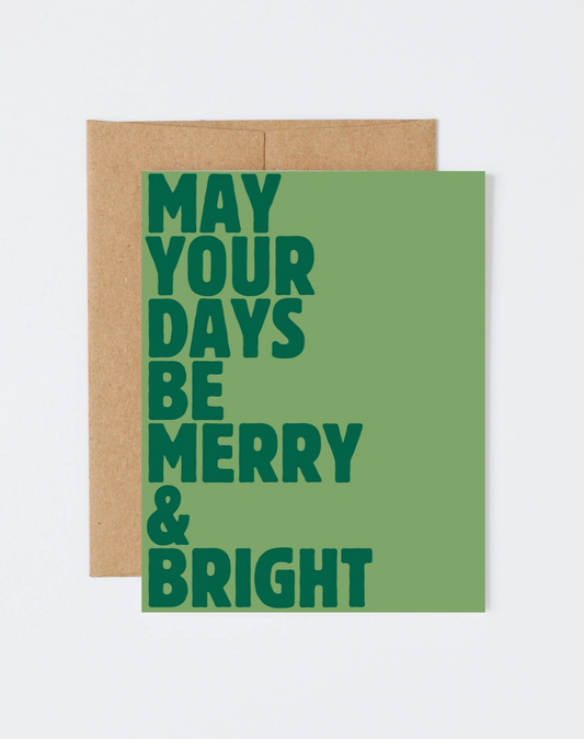 Merry & Bright (green) Card by Howdy Partner Paper Goods