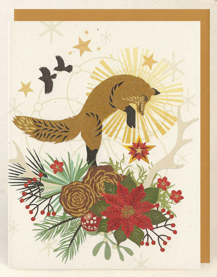 Leaping Fox (holiday) Card by Little Gold Fox