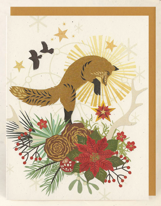 Leaping Fox (holiday) Card by Little Gold Fox