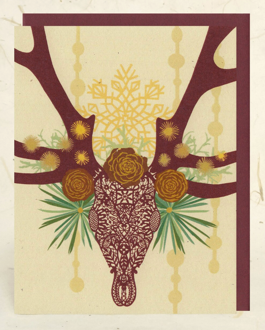 Lace Stag (holiday) Card by Little Gold Fox