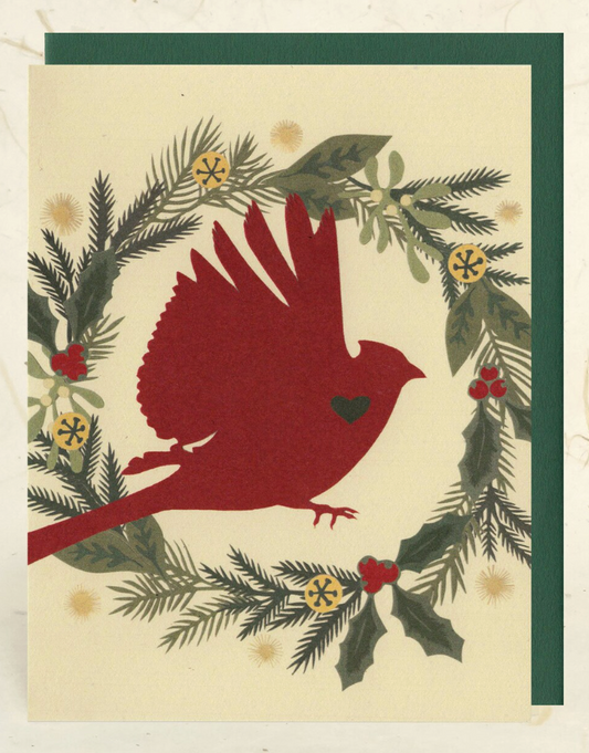 Cardinal (holiday) Card by Little Gold Fox