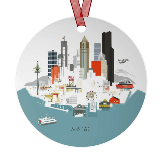 Seattle, WA City Metal Ornament by Albie Designs