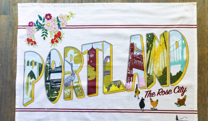 Portland Postcard Towel by Greenstitch