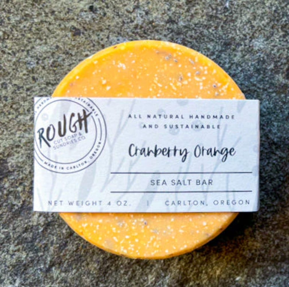 Cranberry Orange (holiday) Salt Soap Bar by Rough Cut Soap & Sundries