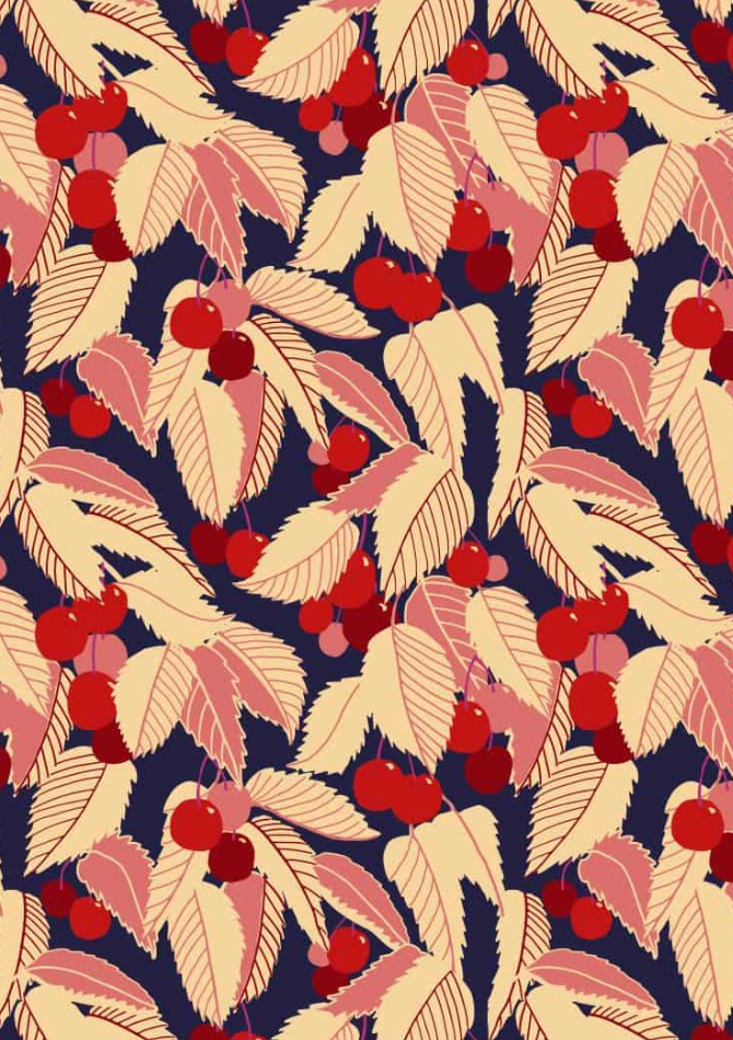 Cherries Jubilee - Blue Towel by Greenstitch