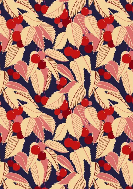 Cherries Jubilee - Blue Towel by Greenstitch