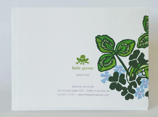 Good Luck! Clover Greeting Card by Little Green