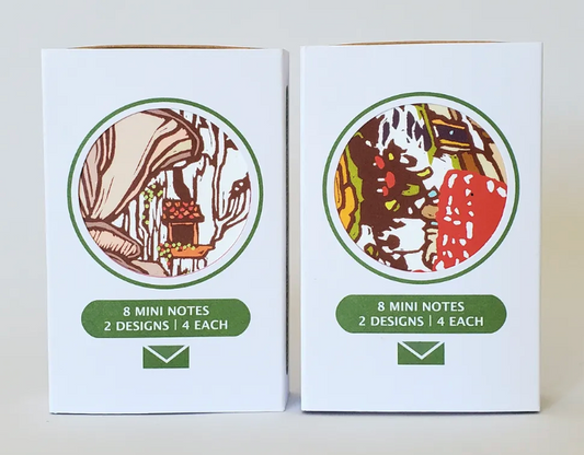 Mushroom Tree/Red Mushrooms Mini Notes (8) Set by Little Green