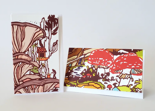 Mushroom Tree/Red Mushrooms Mini Notes (8) Set by Little Green