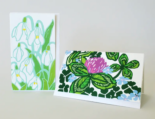 Snowdrops/Purple Clover Mini Notes (8) Set by Little Green