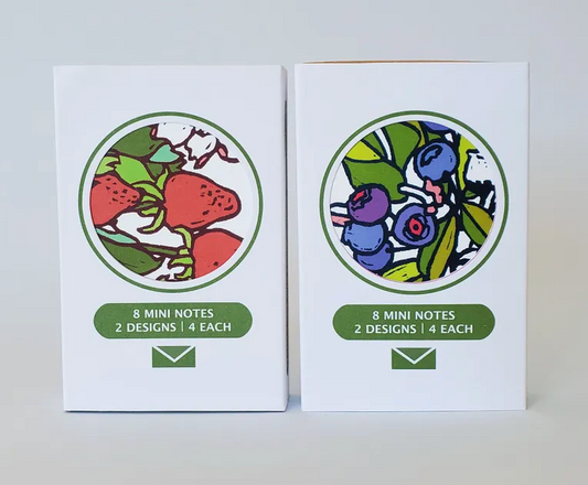 Blueberries/Strawberries Mini Notes (8) Set by Little Green