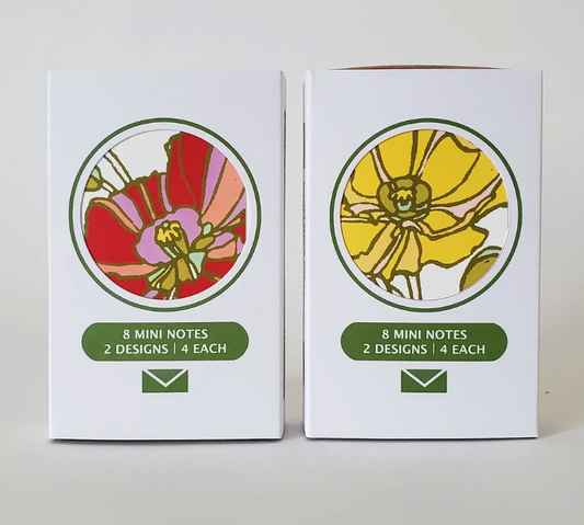 Peach Poppy/Purple Camillia Mini Notes (8) Set by Little Green