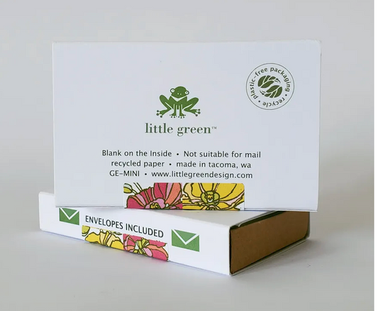 Peach Poppy/Purple Camillia Mini Notes (8) Set by Little Green