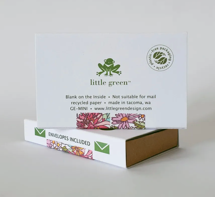 Pink Lotus/Purple Daisies Mini Notes (8) Set by Little Green
